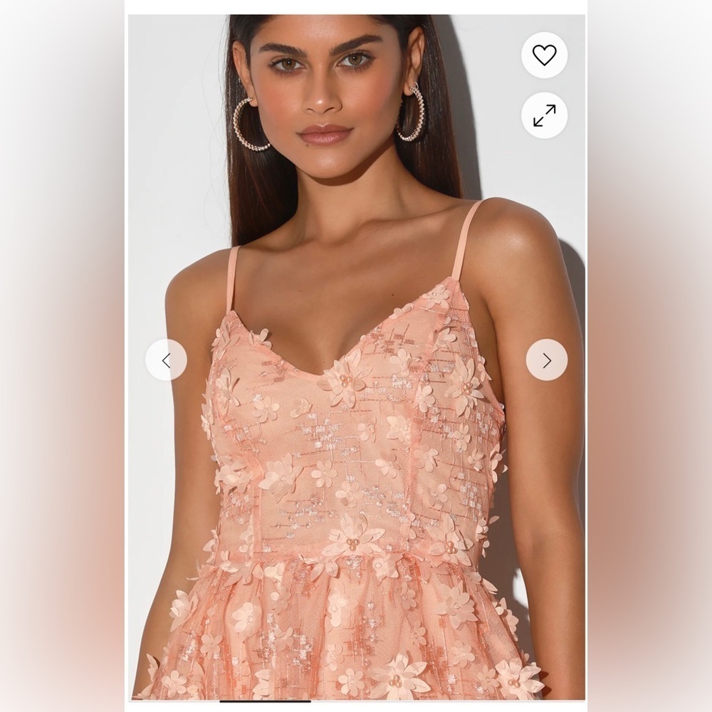 Lulus Feeling Flirty Floral Mini Skater Dress in Blush Pink - Picture 2 of 13